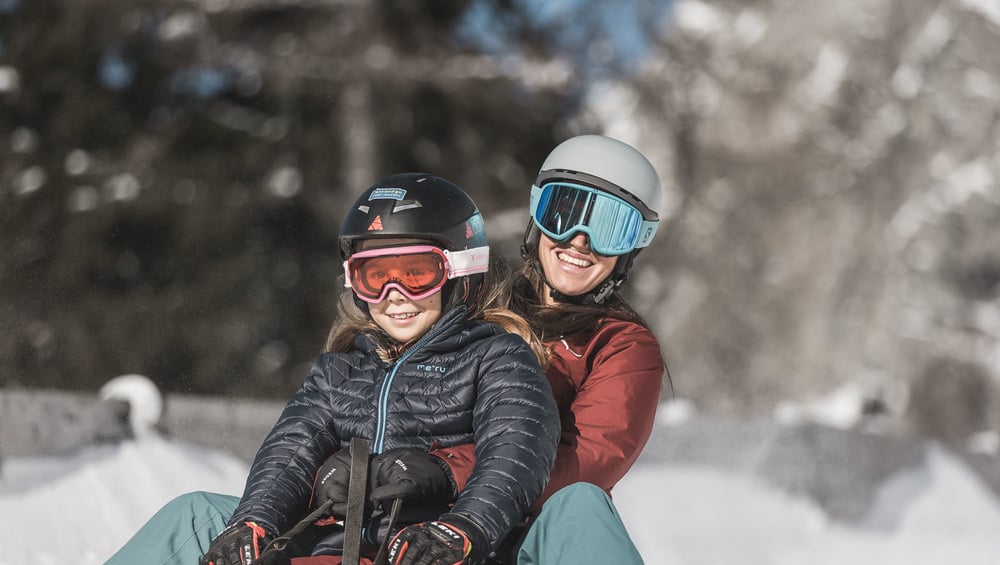 Tobogganing fun on Merano 2000 in South Tyrol