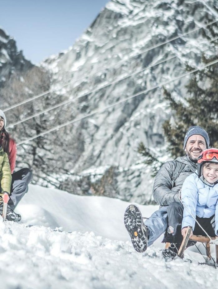 Tobogganing fun on Merano 2000 in South Tyrol