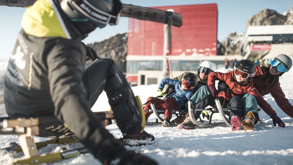 Tobogganing fun on Merano 2000 in South Tyrol