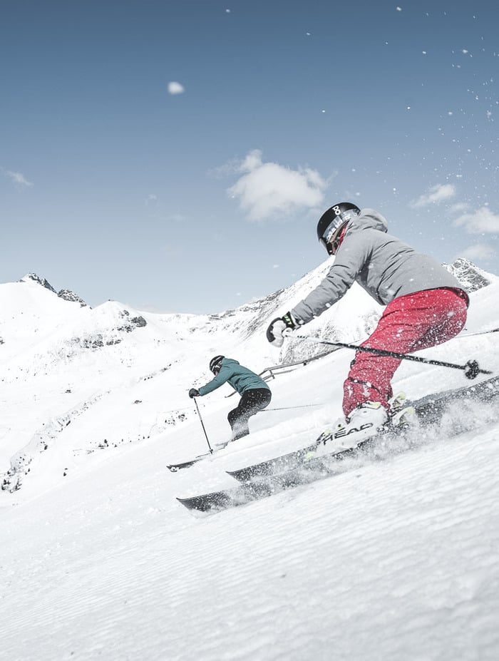 Skiing on Merano 2000 in South Tyrol